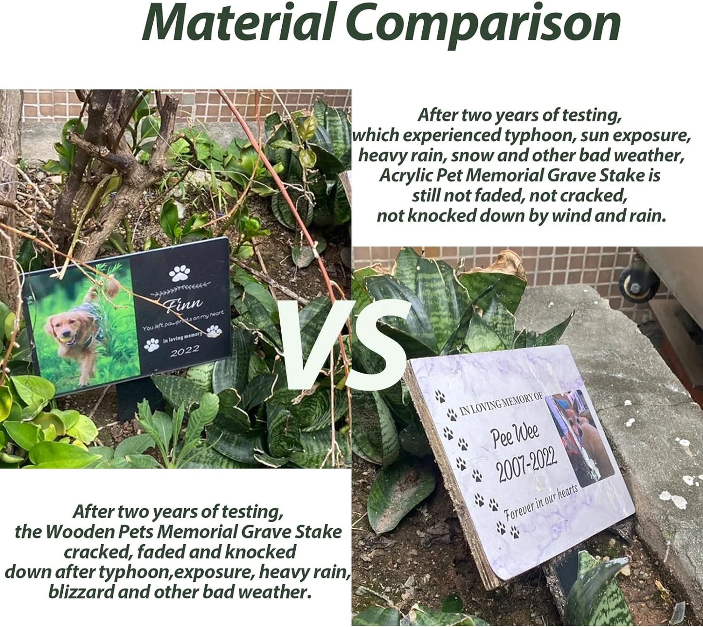 Personalized Pet Memorial Grave Marker – Dog Photo Memorial Stake for Outdoor Garden & Pet Loss Tribute