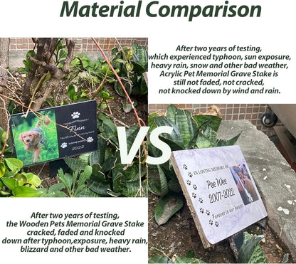 Personalized Pet Memorial Grave Marker – Dog Photo Memorial Stake for Outdoor Garden & Pet Loss Tribute