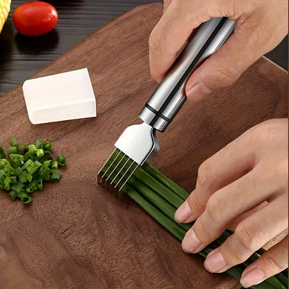 Stainless Steel Vegetable & Garlic Cutter – Portable Kitchen Tool for Shredding, Chopping, and Slicing Green Onions