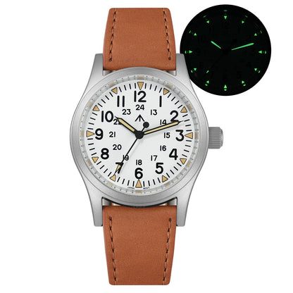 Militado ML05 Vintage Quartz Watch 38mm with VH31 Movement, Domed Sapphire Crystal, AR Coating & Luminous Dial