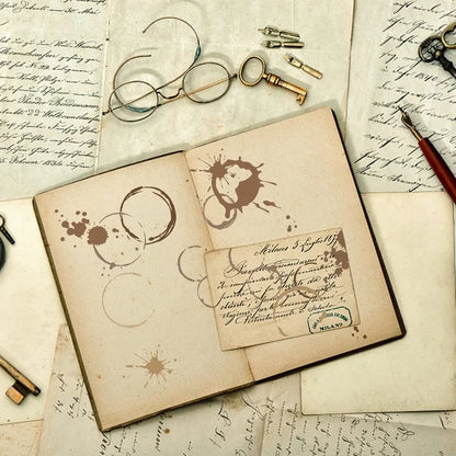 Tea and Coffee Stains Clear Stamp Sheet - Transparent Silicone Background Spill Stamp for Scrapbook and Card Making (1 Sheet, 4.3 x 6.3 Inch)