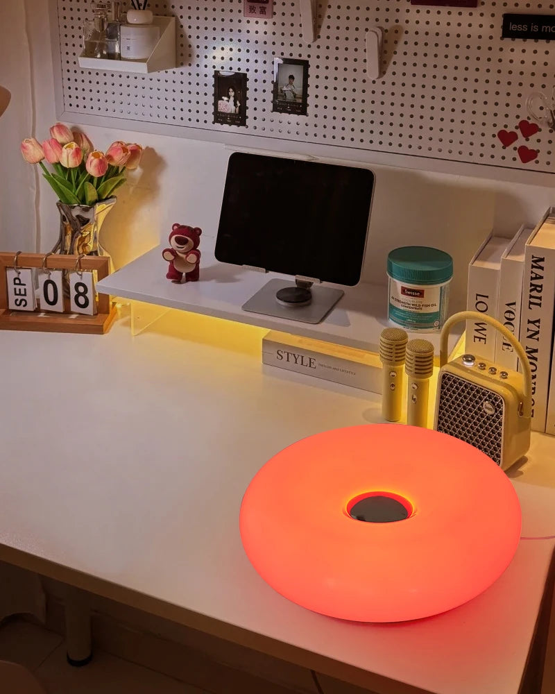 Bauhaus USB Table Lamp - Donut-Shaped Ambient Light for Bedroom, Living Room, & Dining Room Decoration