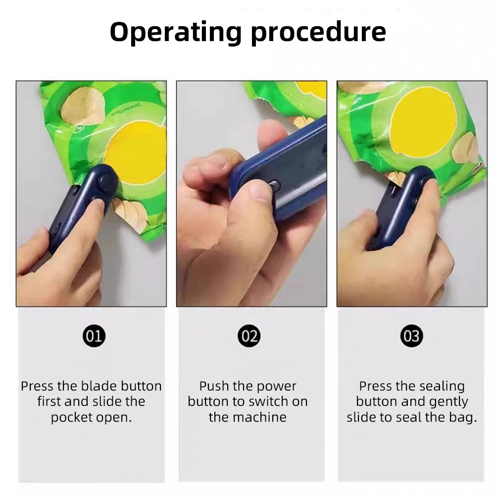 Mini Handheld Heat Bag Sealer – Portable Plastic Food Packaging Sealing Machine, Clip-On Bag Sealer for Snacks & Storage