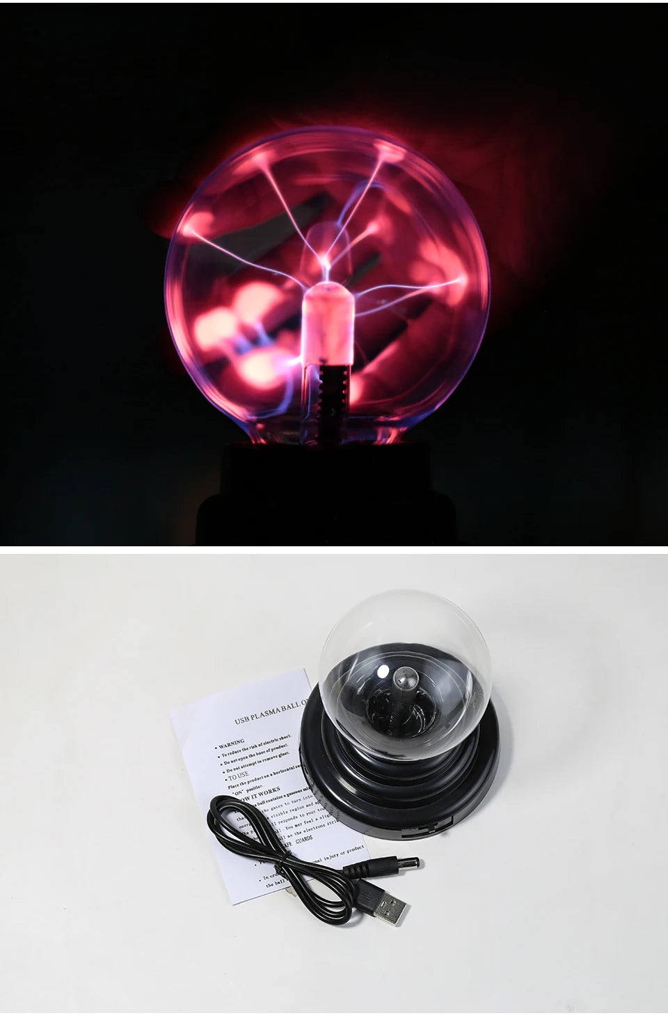 Magic Crystal Plasma Ball Lamp – LED Night Light for Kids, Bedroom & Gifts (3–8 Inch)