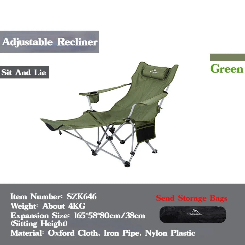 MOUNTAINHIKER 4-Speed Adjustable Folding Lounge Chair – Ultra-Light Portable Camping & Fishing Chair