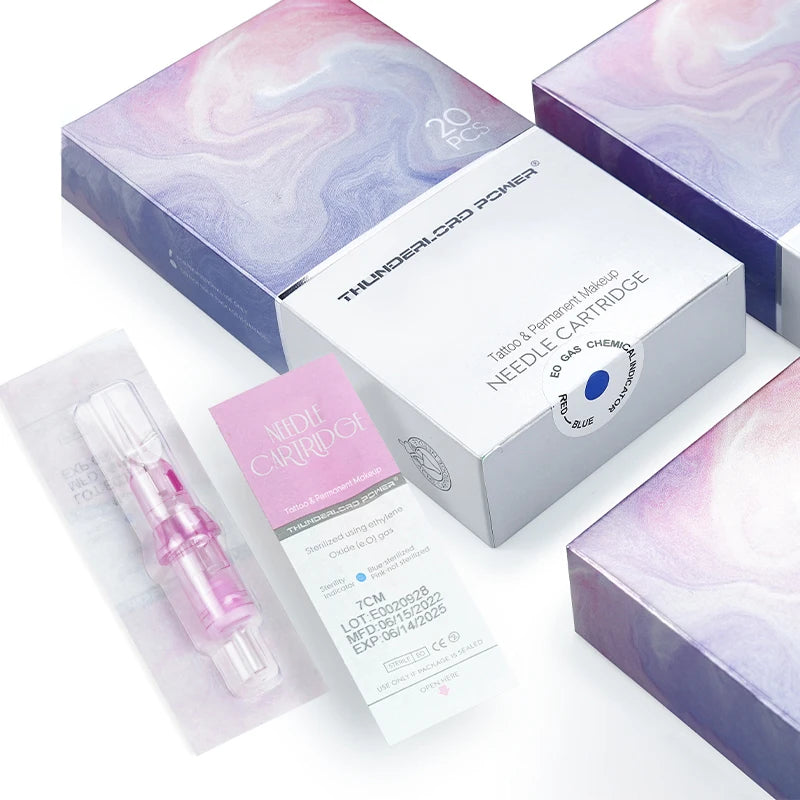 20pcs Gray Tattoo Cartridge Needles – Disposable Sterile Membrane System for Permanent Makeup Machines & Grips