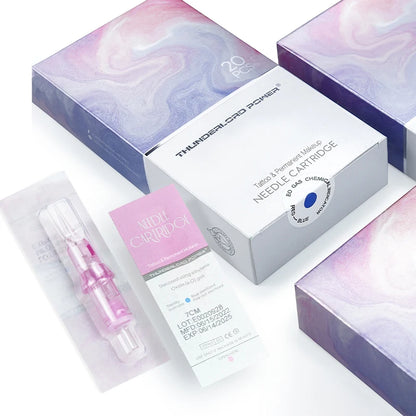 20pcs Gray Tattoo Cartridge Needles – Disposable Sterile Membrane System for Permanent Makeup Machines & Grips