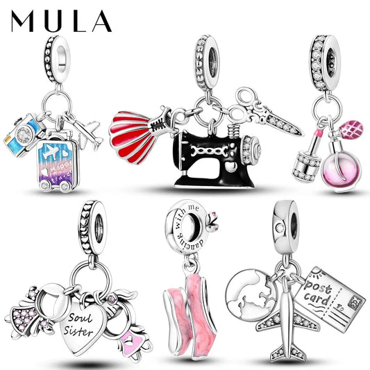 MULA Silver Plated Dangle Charms for Snake Chain Bracelet - DIY Women’s Jewelry Making Gift