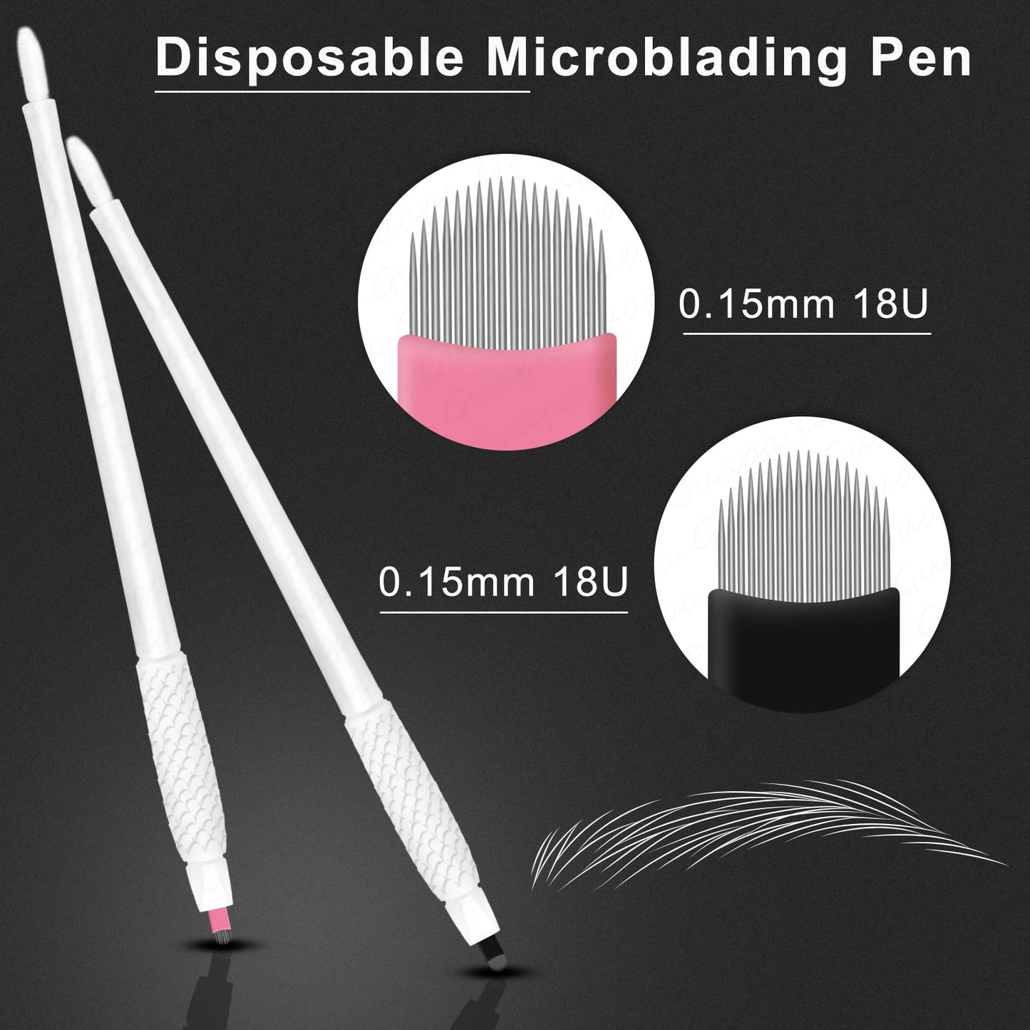 10pcs Disposable Microblading Pens – 18U & 14F Semi-Permanent Eyebrow Hand Tools
