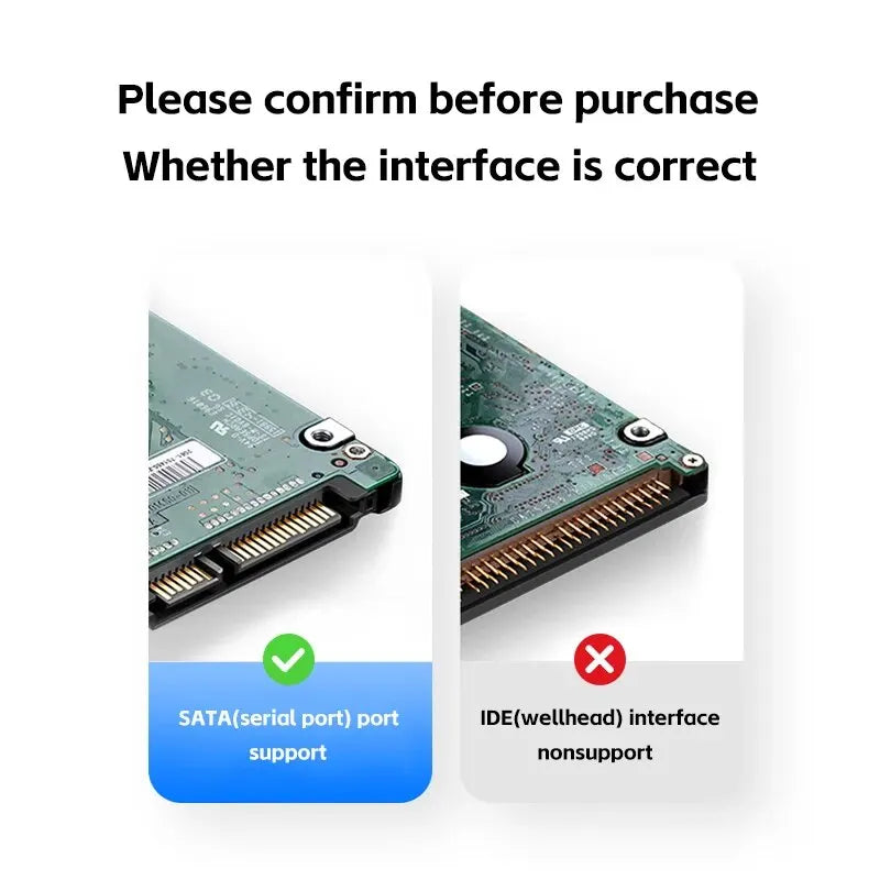 2.5" External Hard Drive Enclosure – USB 3.0 Case for 6TB SATA SSD/HDD, Supports 7mm & 9.5mm for Laptop & PC