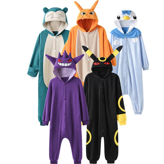 Women’s Kigurumi Onesie — Charizard, Gengar, Umbreon & Piplup Full-Body Pajama for Adults, Halloween Cosplay Costume
