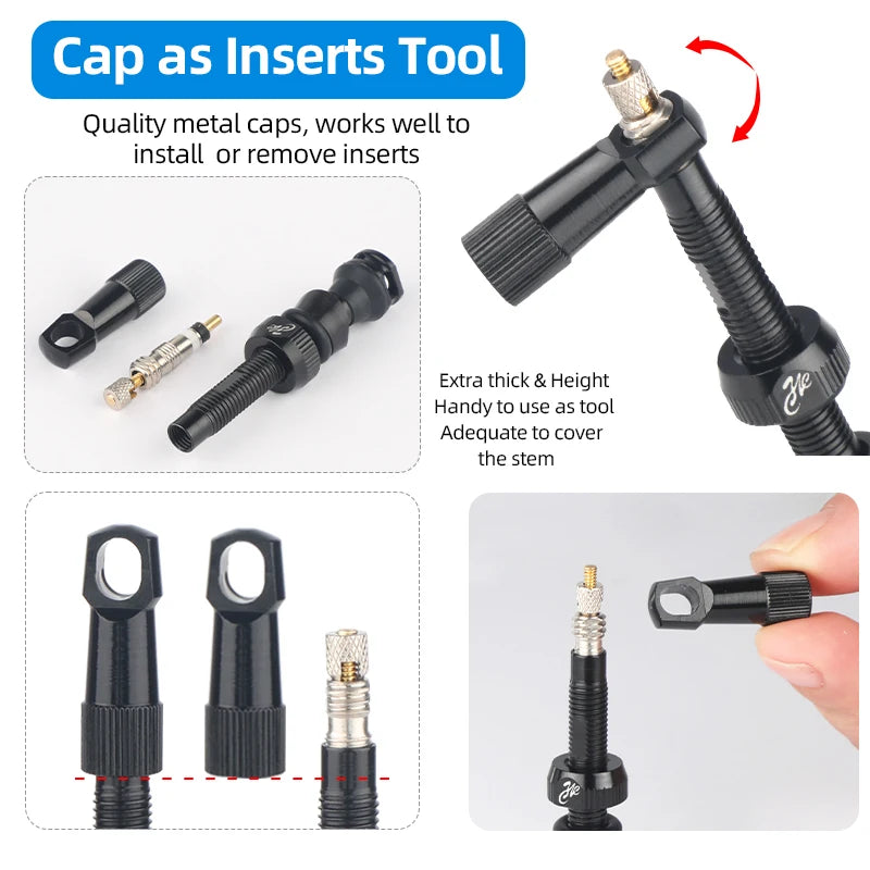 Bicycle Tubeless Presta Valve – Carbon Rim F/V Nipple with Detachable Brass Core & Cap for MTB Tires (40–80mm)