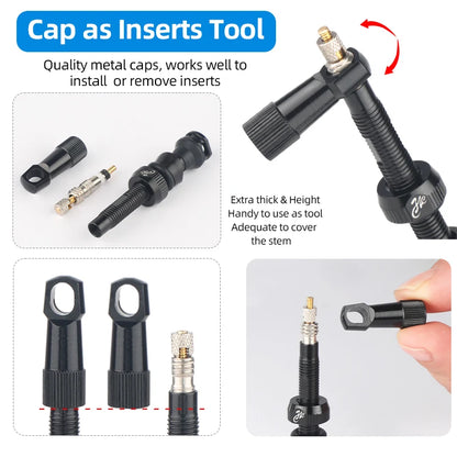 Bicycle Tubeless Presta Valve – Carbon Rim F/V Nipple with Detachable Brass Core & Cap for MTB Tires (40–80mm)