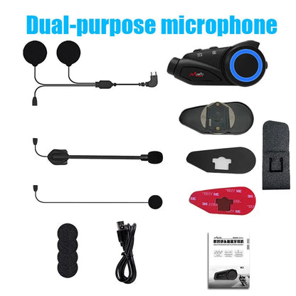 MAXTO M3 Motorcycle Helmet Bluetooth Headset — 1080P WiFi Video Recorder, Waterproof Intercom for 6 Riders, 1000m Range