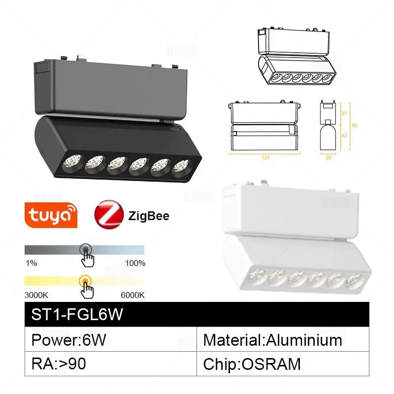 Smart Home Tuya Dimming 6mm Ultra-Thin Ceiling Mount Magnetic Track Light, 48V Slim Surface Mounted Linear Light