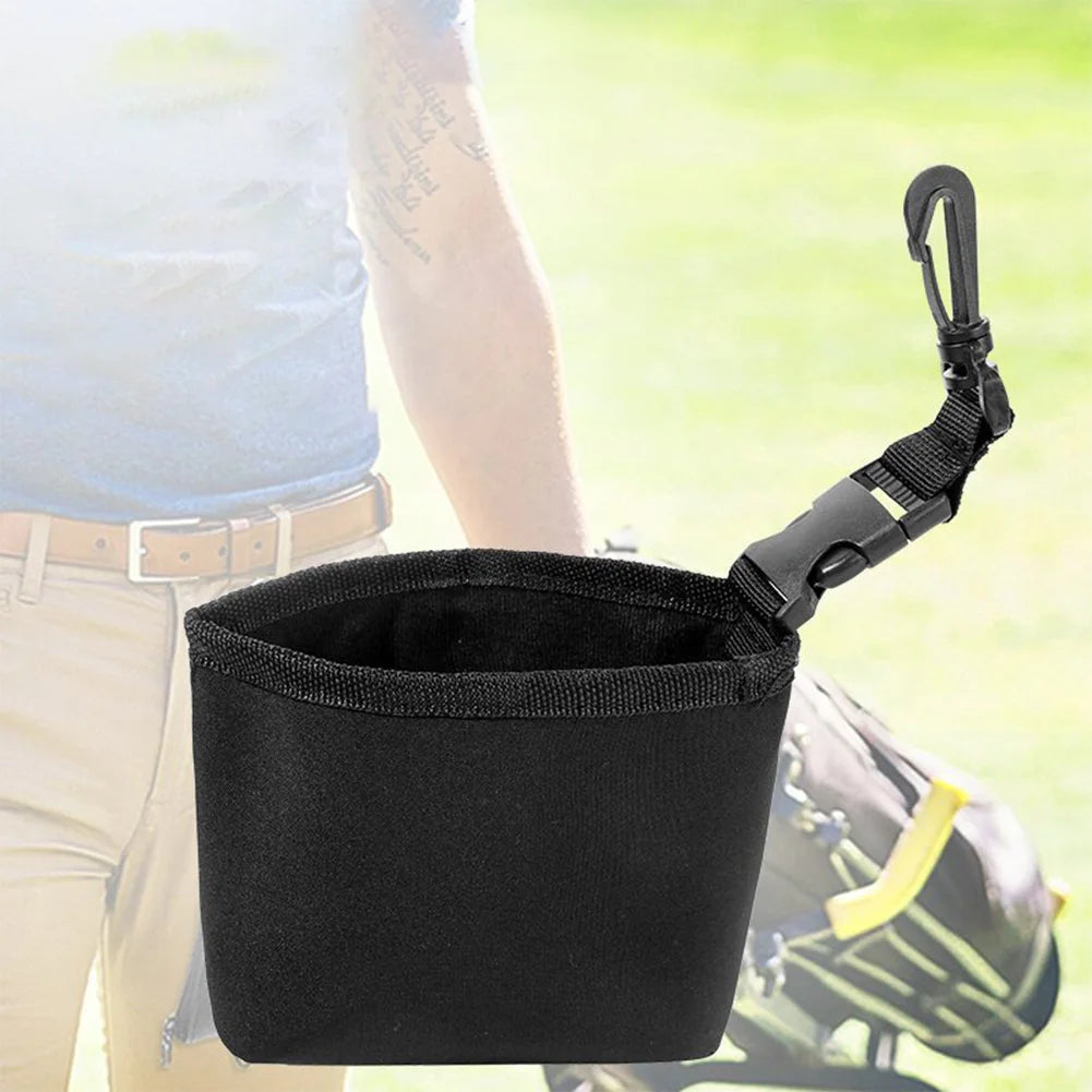 Portable Golf Cleaning Bag with Detachable Clip – Waterproof Liner, Cleans Club Grooves, Dry Exterior