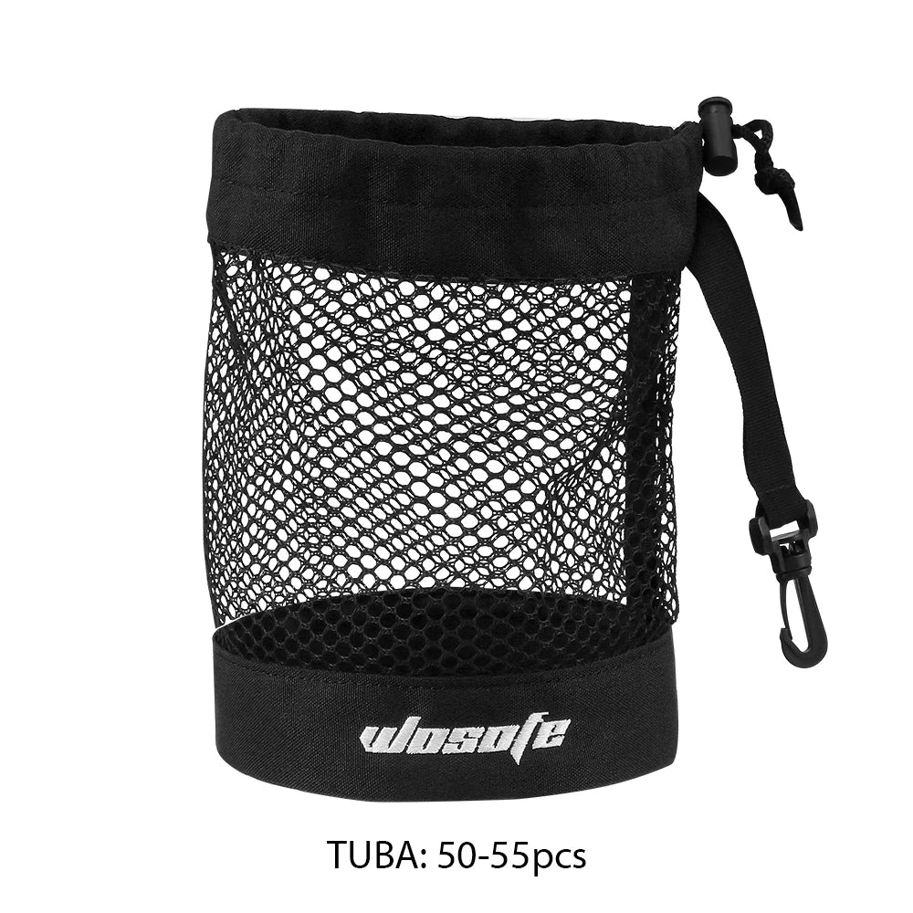 Black Golf Ball Pouch Bag – High-Quality Mesh Nylon with Hanging Plastic Clip, Convenient for Golf Bag