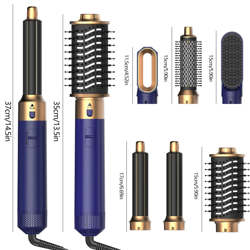 6-in-1 Hair Dryer Brush – Detachable Curler & Straightening Comb with Heat Control for Smooth Hair Styling