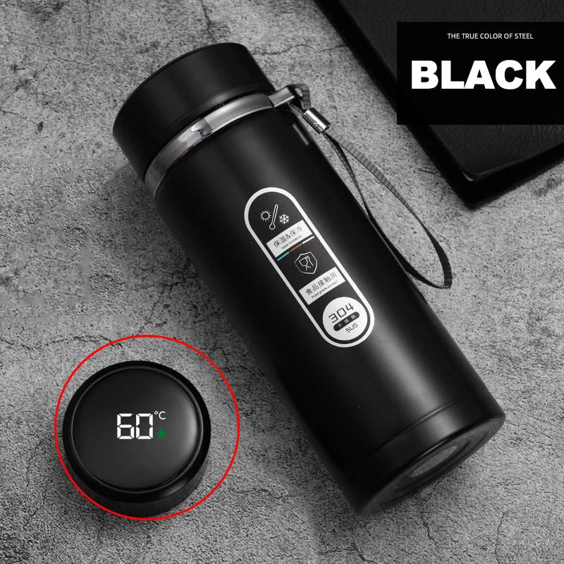 Stainless Steel Thermos Bottle 500ML-1L with LED Temperature Display - SUS304 Vacuum Flask for Tea and Water, Portable Travel Cup