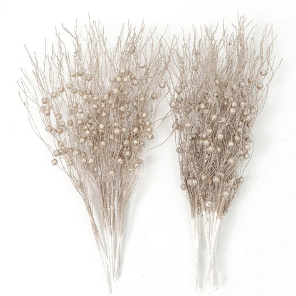 5PCS Glitter Artificial Berry Bouquet | Christmas Tree Ornament & Home Decor for New Year 2026, Navidad DIY Wreath Accessories