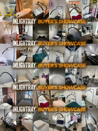 23" OEM 45W LED Eyelash Extension Lamp – Adjustable Brightness Half-Moon Bed Lamp with Ring Light & Free Logo