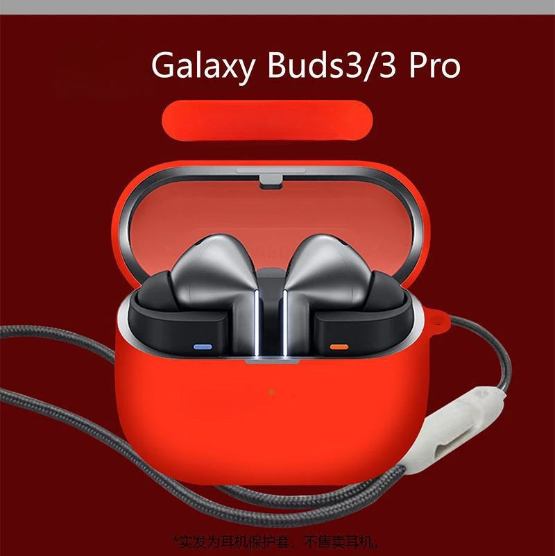 Bluetooth Earphone Case for Samsung Galaxy Buds 3 Pro – Soft Silicone Protective Cover with Lanyard