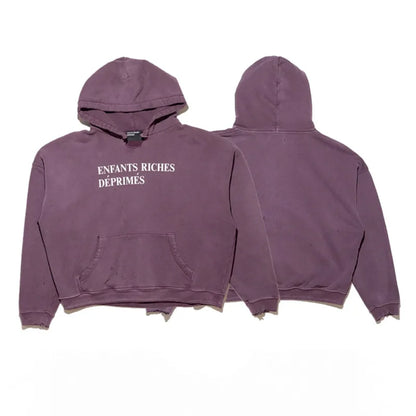 2025SS Ripped E.R.D. Hoodie – Men & Women Slogan Print Short Wide Sweatshirt