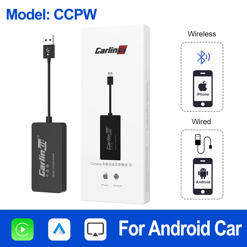 CarlinKit Wireless CarPlay Adapter — USB Dongle for Android Auto, MirrorLink, Waze & Spotify Car Multimedia
