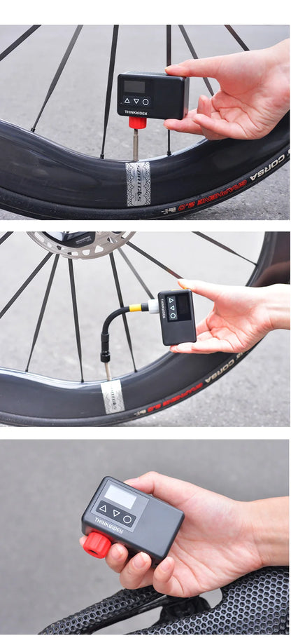 ThinkRider 120 PSI Mini Electric Bike Pump – Portable Tire Inflator with Digital Gauge Display