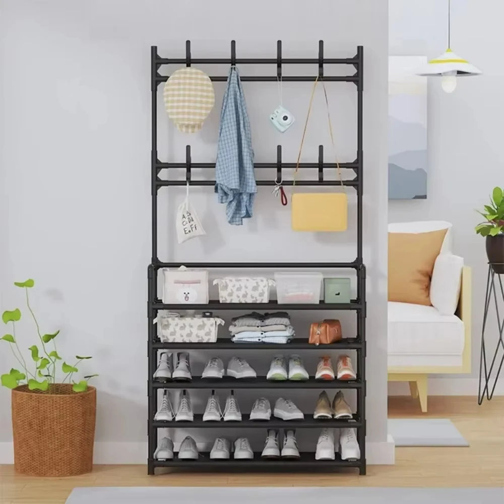 Multi-Layer Shoe and Hat Rack - Multifunctional Floor Standing Storage for Shoes, Sneakers, and Coats, Dormitory Organizer Cabinet