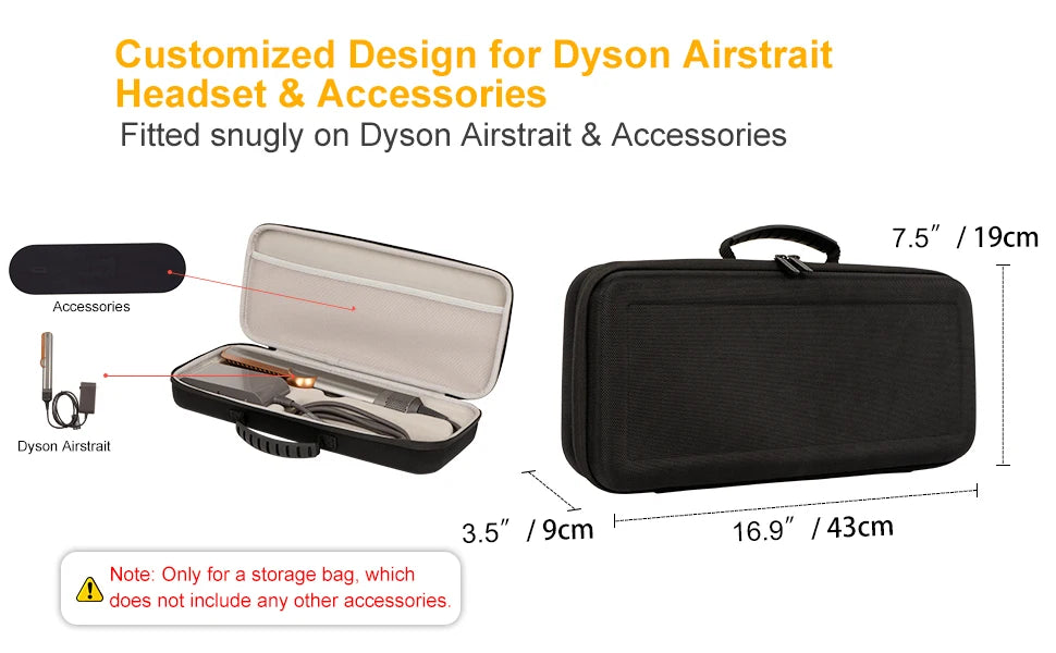 Hard EVA Case for Dyson Airstrait HT01 – Portable Travel Storage Bag for Hair Straightener & Accessories