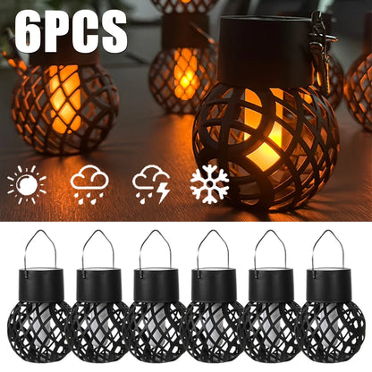 LED Solar Hanging Lanterns 1-6Pcs – Outdoor Flame Effect, Waterproof Fairy Lights for Garden, Patio, and Yard Decor