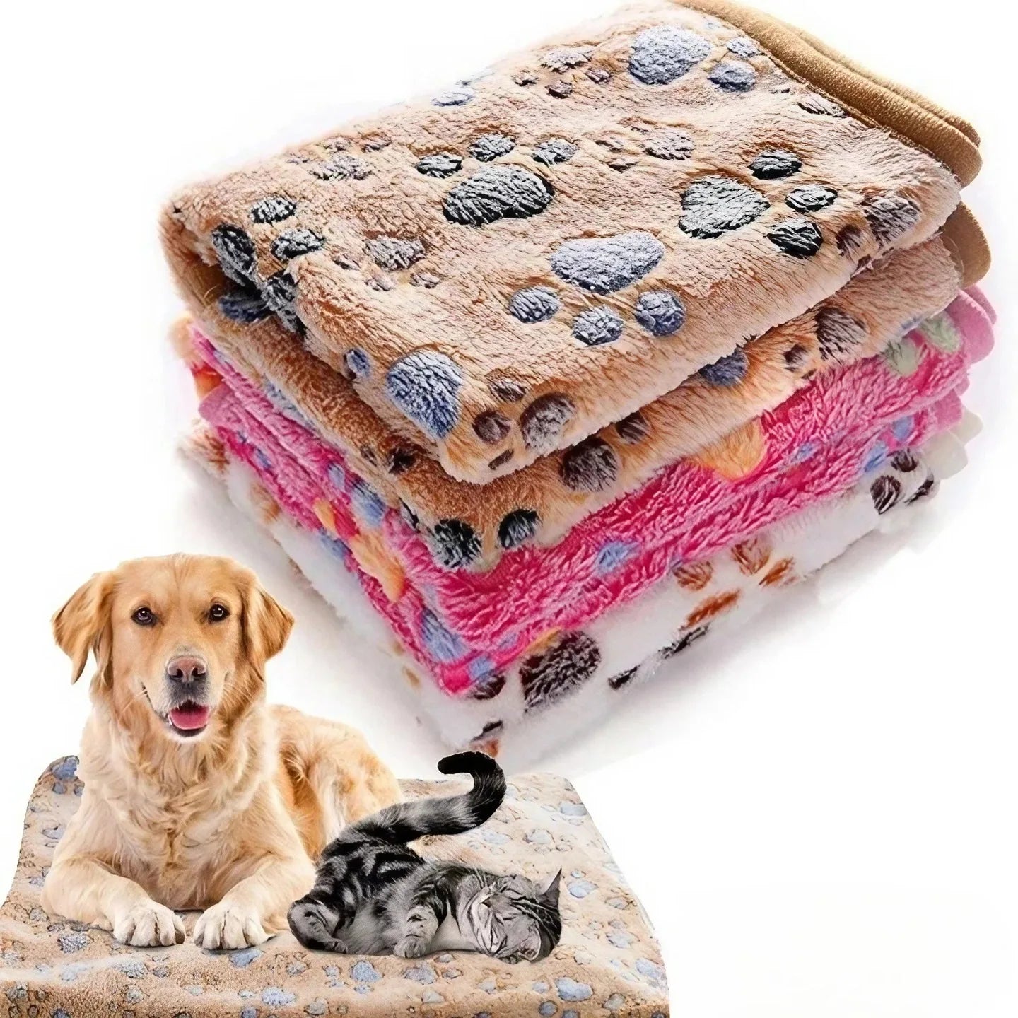 Soft and Fluffy Pet Blanket – High-Quality Cartoon Pattern Mat | Warm and Comfortable for Cats and Dogs