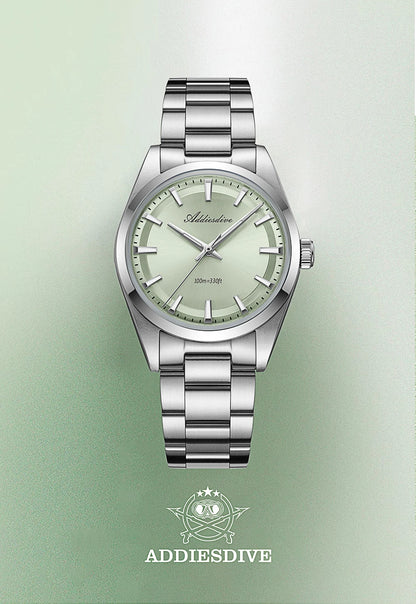 ADDIESDIVE Men's Luxury Quartz Watch – VH31, 100m Waterproof, Green AR Coating, Luminous, 316L Stainless Steel, 36mm