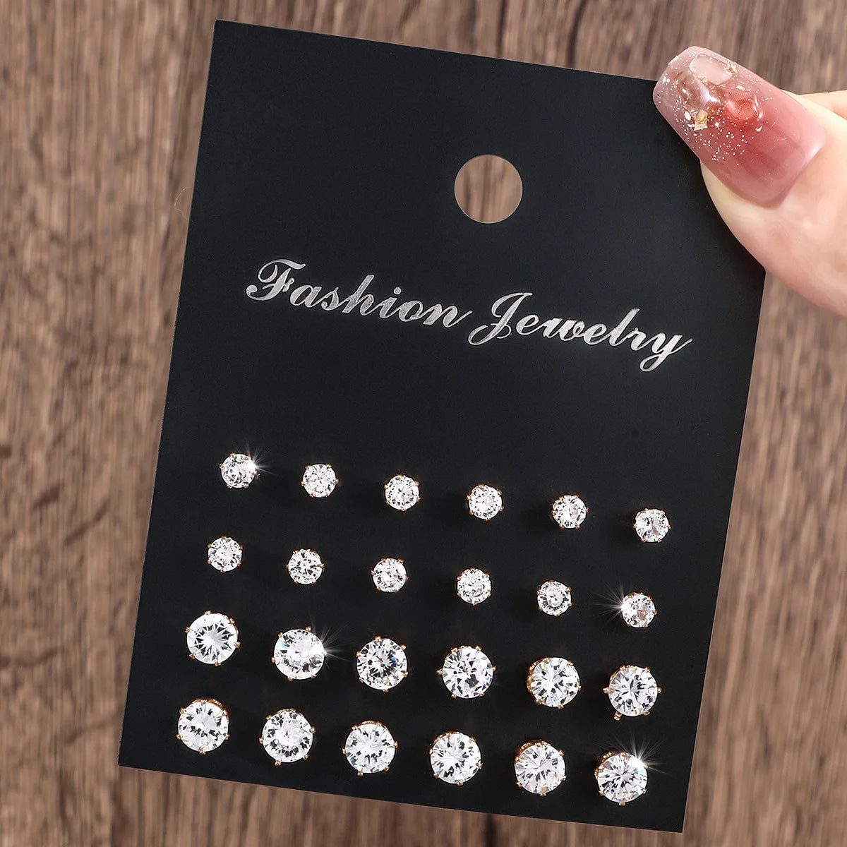 12 Pairs Luxury Zirconia Earrings – Elegant Shiny Stud Set for Parties, Gifts, and Couples