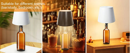 USB Rechargeable Bottle Lamp — Touch Control 3-Color Stepless Dimming Night Light for Wine Bottles & Desk