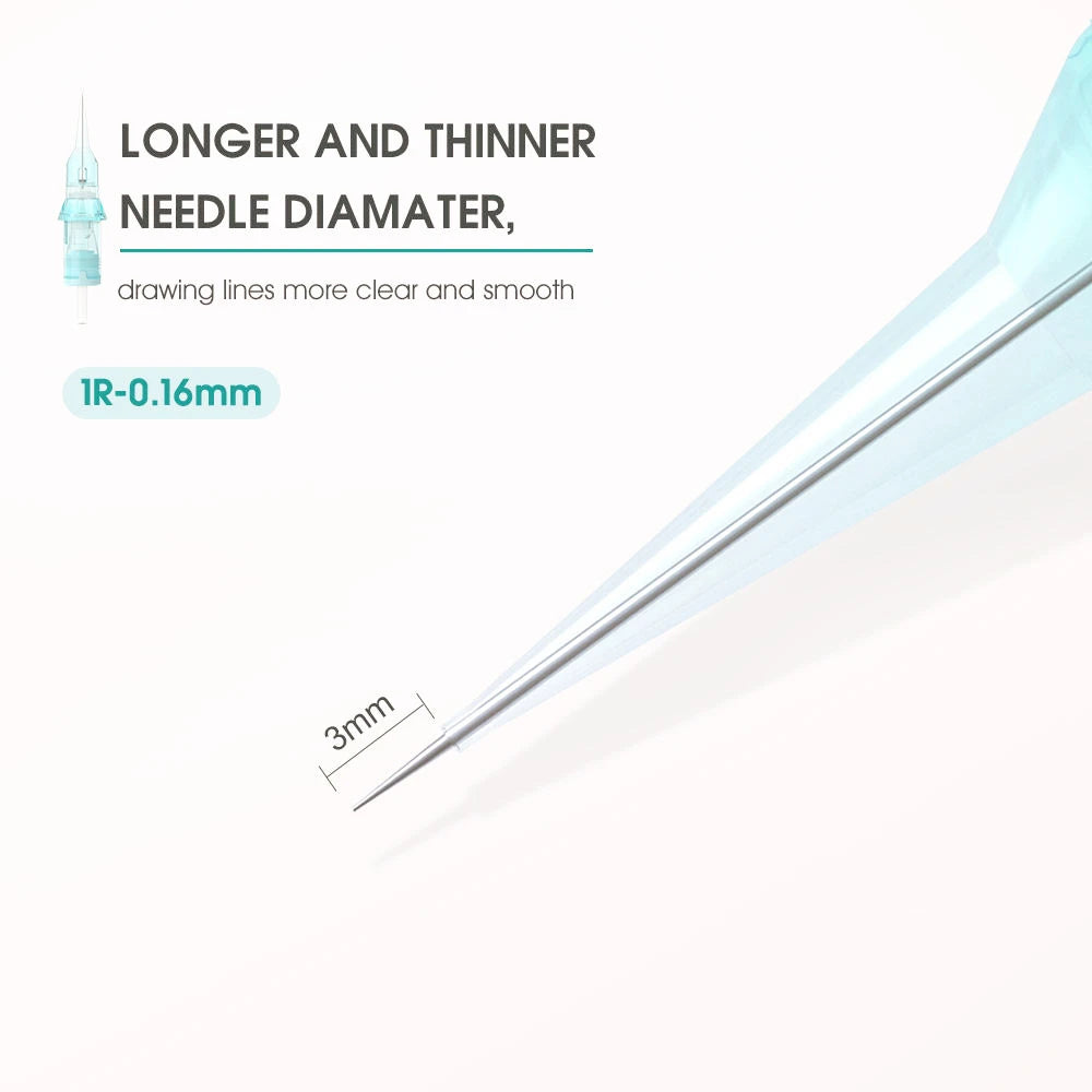 20pcs Gray Tattoo Cartridge Needles – Disposable Sterile Membrane System for Permanent Makeup Machines & Grips