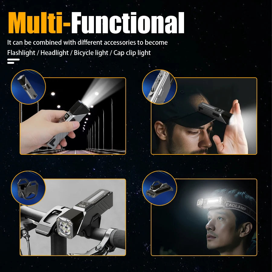 High-Power LED EDC Flashlight – Rechargeable Pocket Torch with RGB, Magnet & Clip for Camping & Fishing