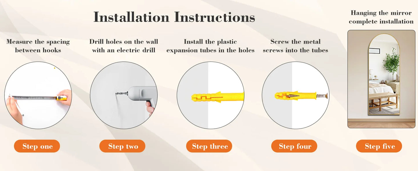 Full Body Wall Mirror 59"x16" – Standing or Wall-Mounted with Aluminum Alloy Frame for Bathroom & Bedroom