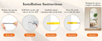 Full Body Wall Mirror 59"x16" – Standing or Wall-Mounted with Aluminum Alloy Frame for Bathroom & Bedroom