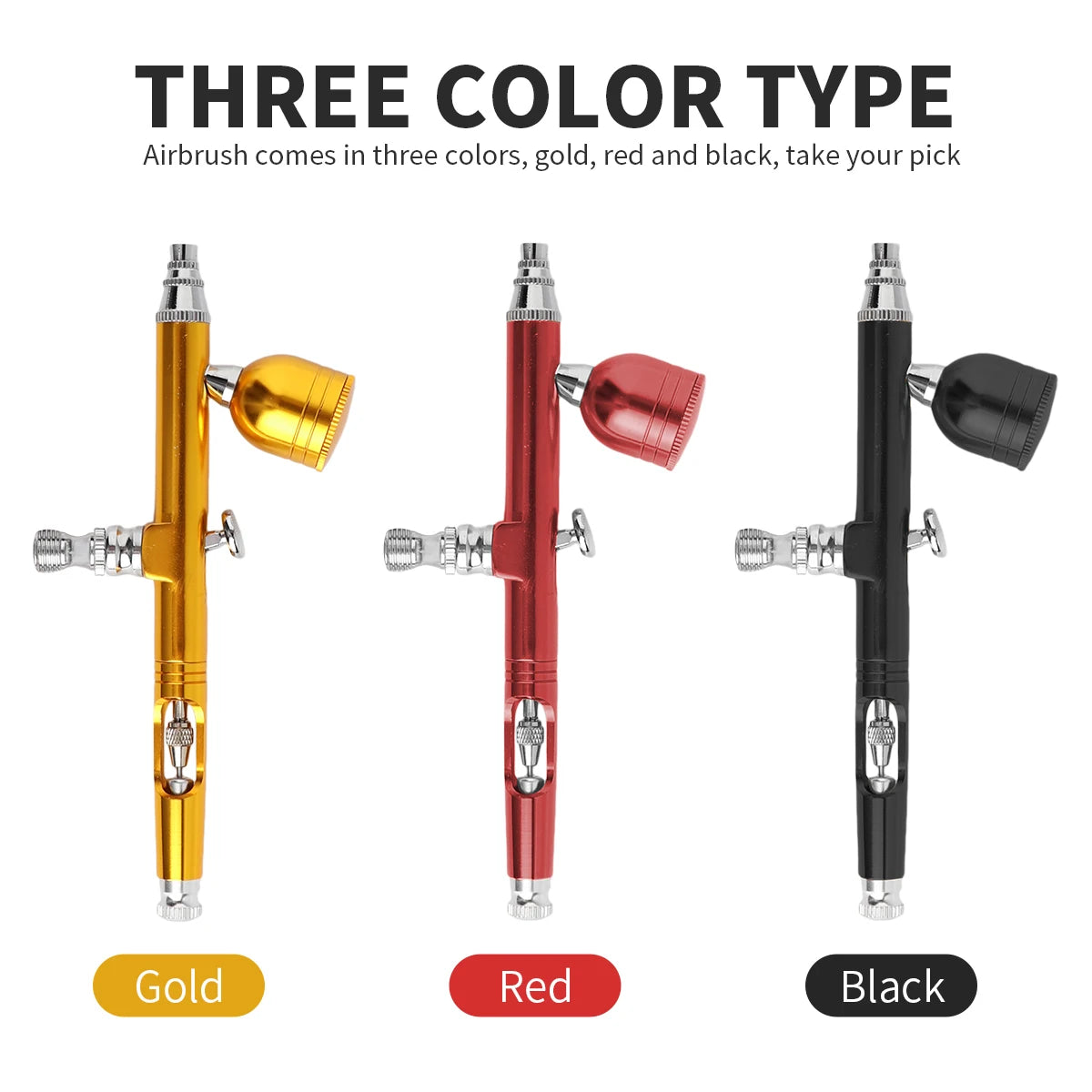 0.3mm Dual Action Gravity Feed Airbrush Kit with 7cc Quick-Release Fluid Cups – Perfect for Model Painting & Cake Art