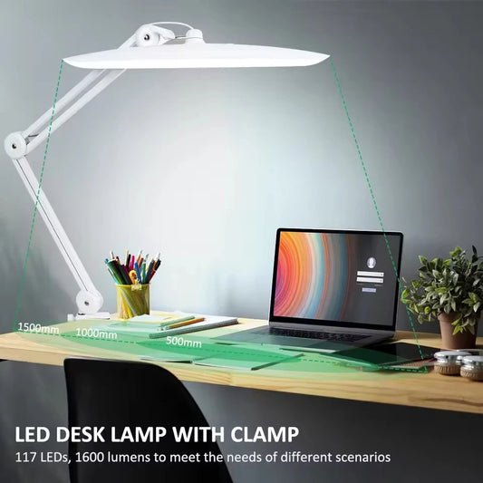 2,200 Lumens LED Task Lamp – Super Bright Desk Light with 117 SMD, 4-Level Dimmable for Home, Office & Beauty Shop
