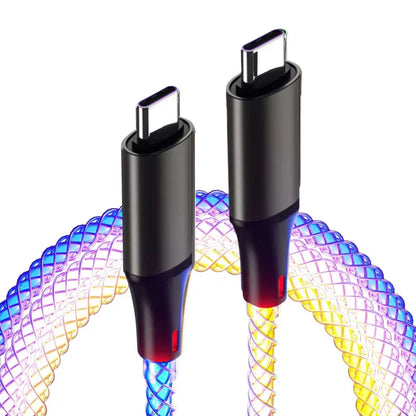 6A Fast Charging RGB Luminous Data Cable – 66W Type-C Charger for iPhone 15 Pro, Huawei, Samsung