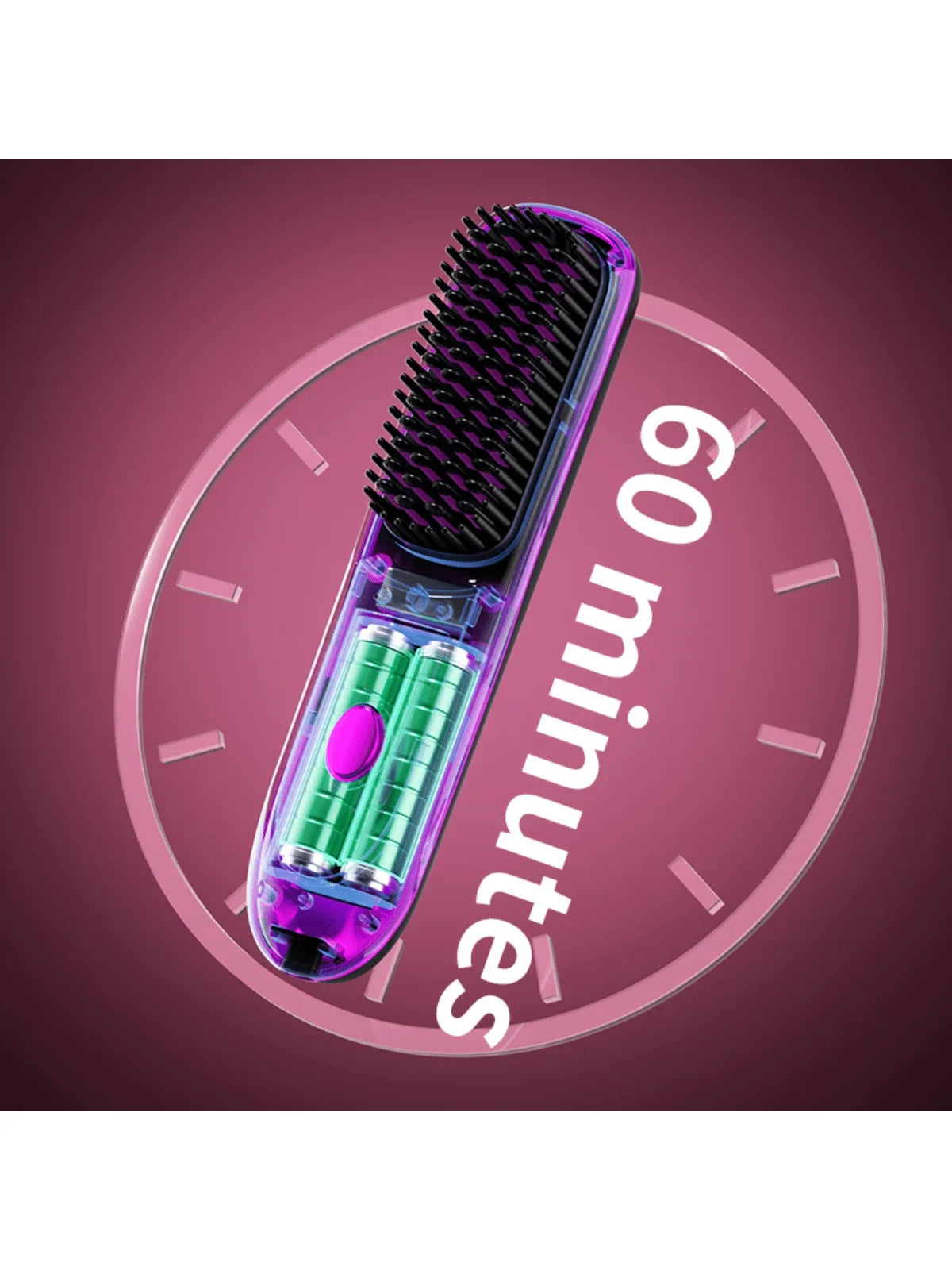 Wireless Negative Ion Hair Straightening Comb – Portable Straightener & Curling Tool