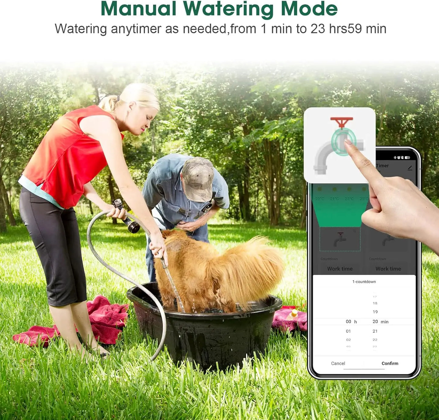Zigbee/WiFi Automatic Water Timer – Dual Hose Garden Irrigation System, Sprinkler Programmer, Alexa Support