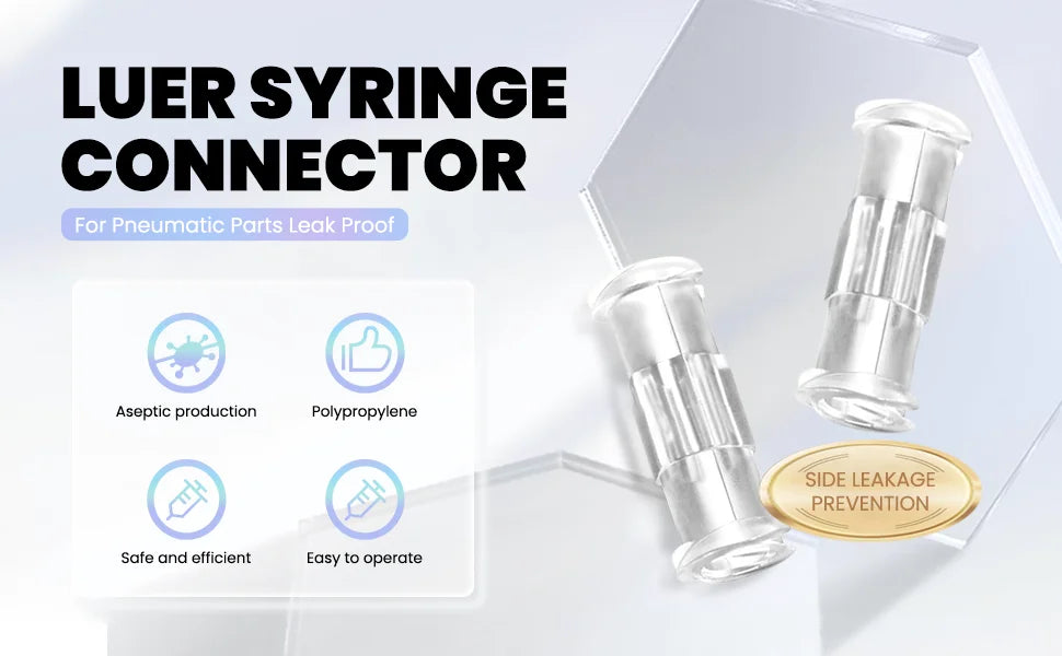 Double Helix Luer Syringe Connector – Sterile Transparent PP Pneumatic Parts, Leak-Proof Drug Guide Device (10/20/50/100pcs)