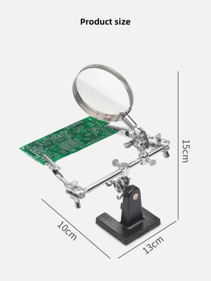 Soldering Iron Stand with Magnifying Glass - Third Hand Clamp & Desktop Repair Tool for Welding