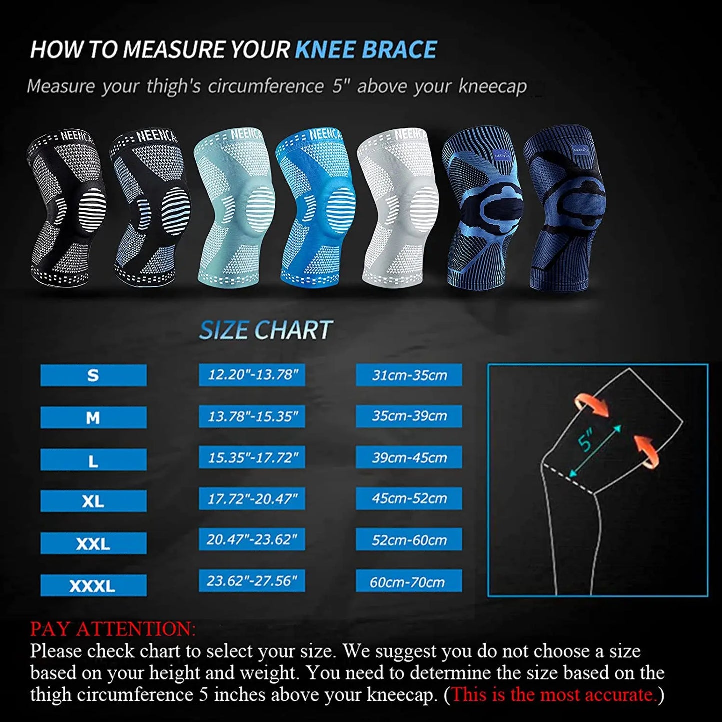 NEENCA Knee Brace Support – Side Stabilizers, Patella Gel Compression Sleeve for Knee Pain and Meniscus Tear Recovery
