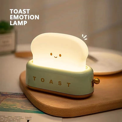 INS Style Toast Maker Night Light – Creative LED Bedside Desk Lamp with Timer