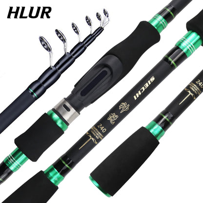 HLUR Carbon Fiber Telescopic Fishing Rod – 5–7 Section Portable Spinning & Casting Travel Pole 1.8M–2.7M